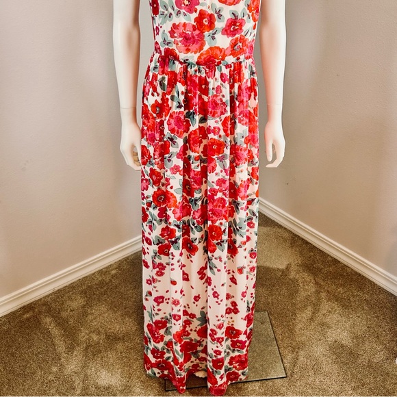 Eliza J pink ,white and red Floral Maxi Dress size 4 - Picture 10 of 12